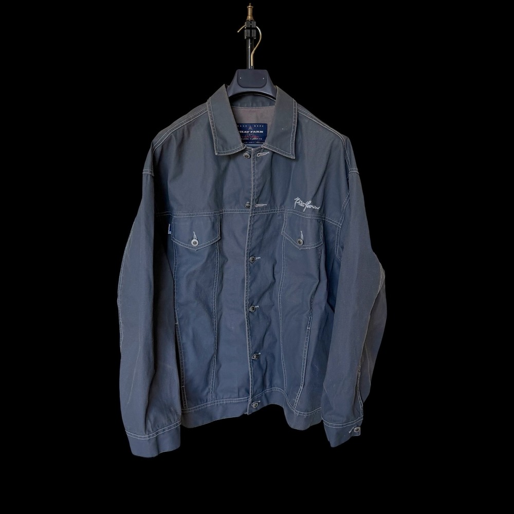 Phat Farm Y2K Grey Trucker Jacket Contrast Stitch XXXL Vintage 90s Hip Hop